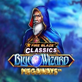 Fire Blaze Blue Wizard Megaways logo by Rarestone Gaming Boomzino Casino