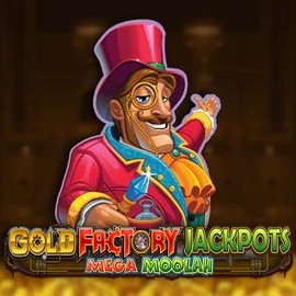 Gold Factory Jackpots Mega Moolah slot visual from Aurum Signature Studios available on boomzincasino.com