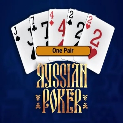 Russian Poker slot logo by OneTouch Games at Boomzino Casino